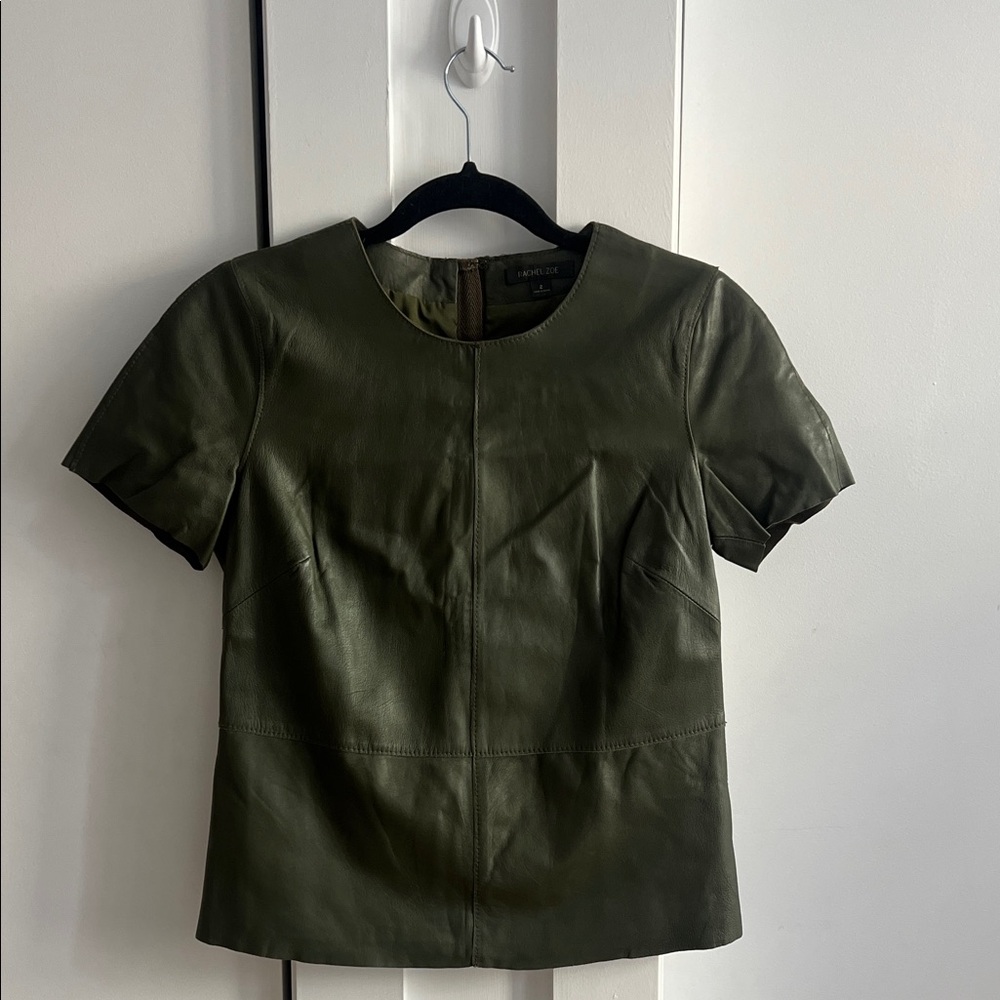 Rachel Zoe Dark Green Leather Tee